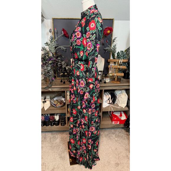 $470 NEW Misa Kora Floral Long Sleeve Maxi Dress Black Sz S - Picture 2 of 8